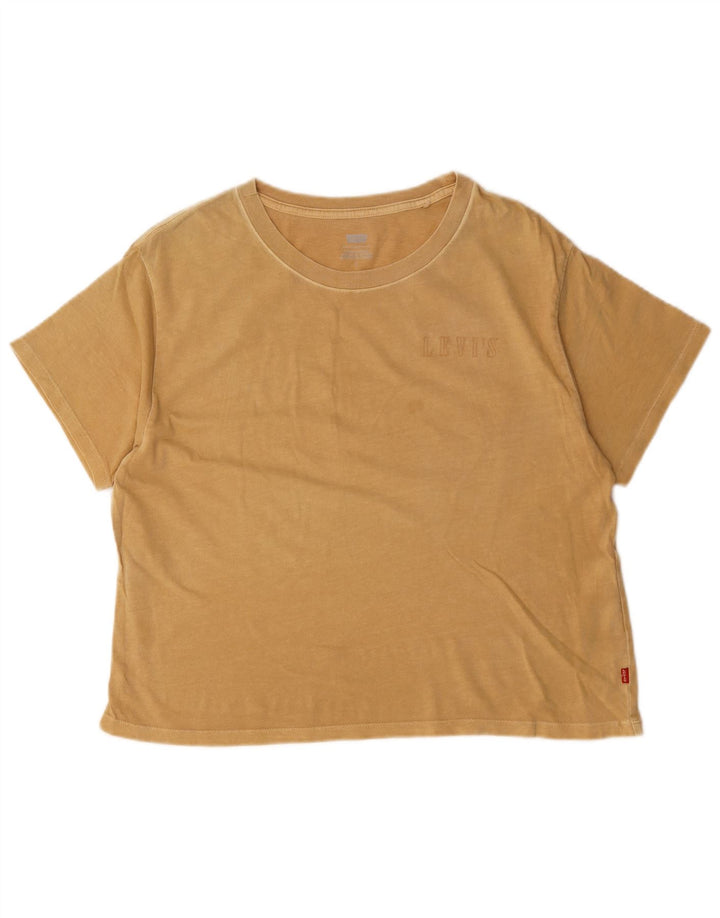 Levi's Dame T-Shirt Top UK 14 Medium Beige Bomuld
