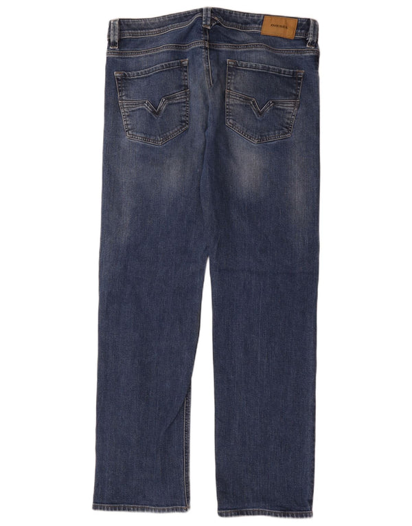 Diesel Herre Straight Jeans W36 L32 Blå Bomuld