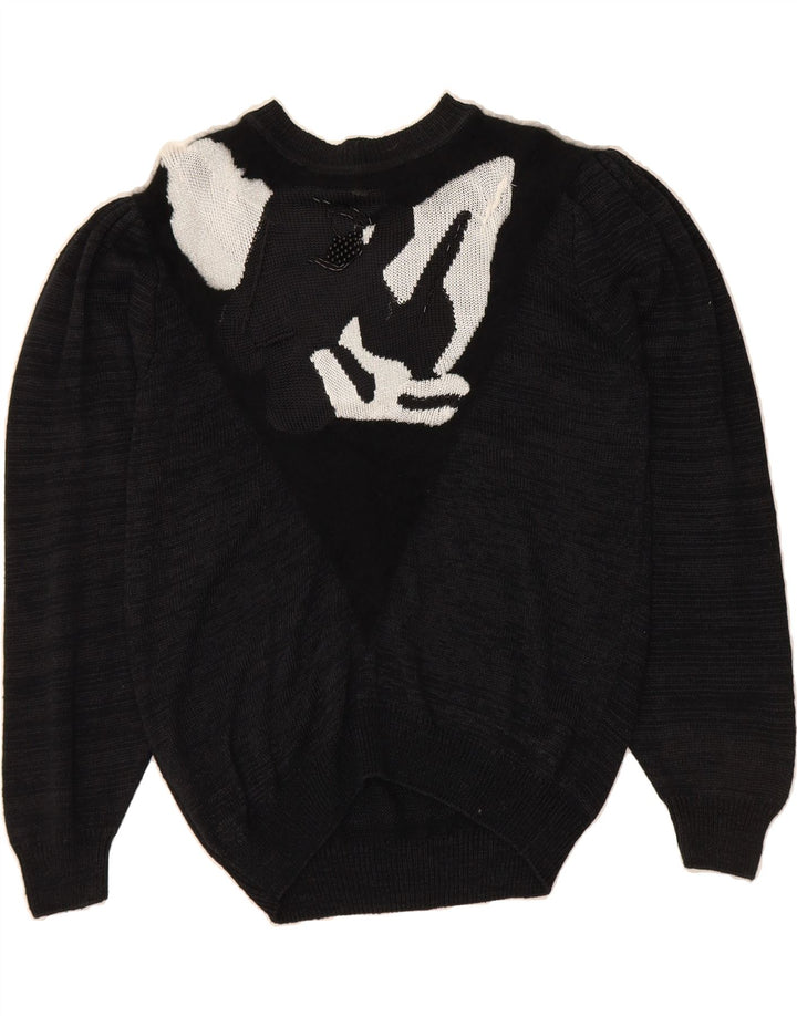 VINTAGE Womens Boat Neck Jumper Sweater EU 40 Medium Black Colourblock Vintage Vintage and Second-Hand Vintage from Messina Hembry 