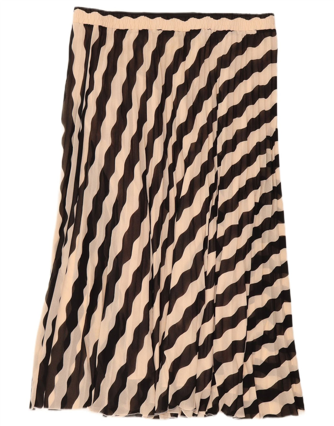 Marks & Spencer A-line nederdel til kvinder UK 18 XL W36 sort stribet polyester