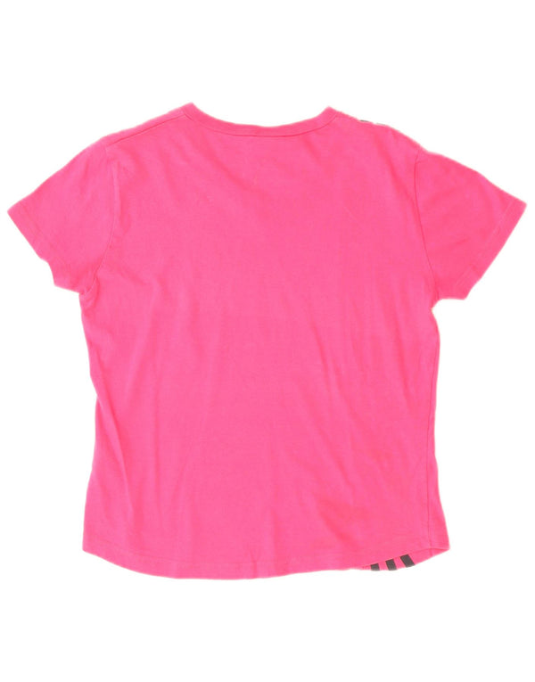 Adidas Dame T-Shirt Top UK 10 Small Pink Bomuld