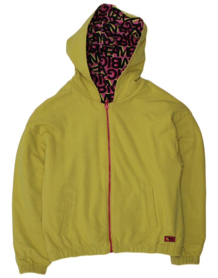 VINTAGE piger grafisk hættejakke vendbar 11-12 år Pink bomuld