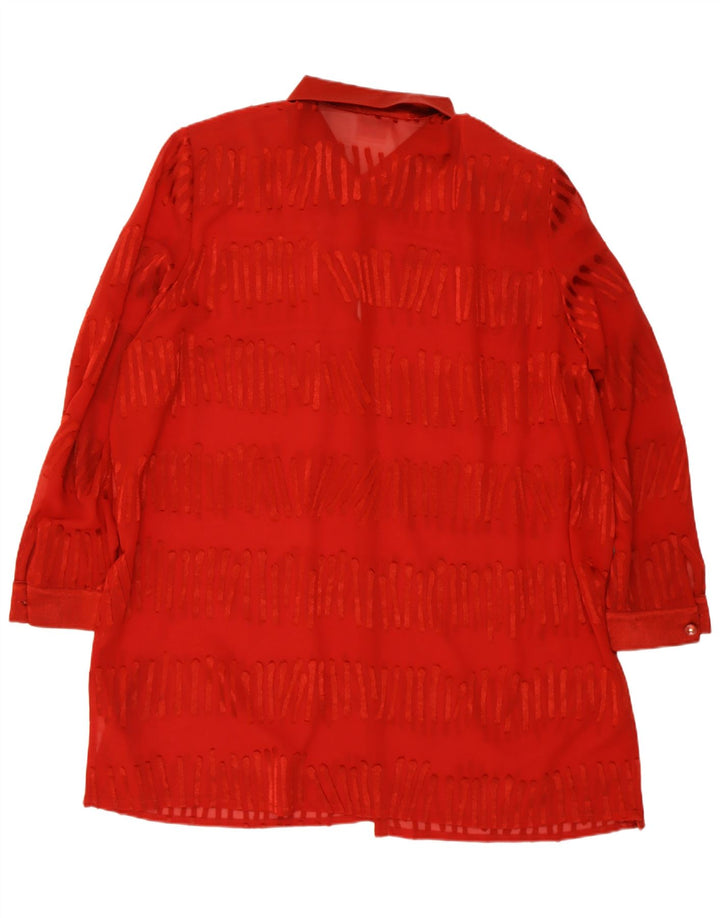 HERMANN LANGE Womens See Through Cardigan Top EU 50 3XL Red Striped