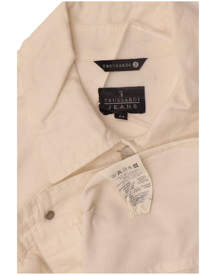 TRUSSARDI JEANS Bomberjakke til kvinder IT 44 Medium Off White Bomuld