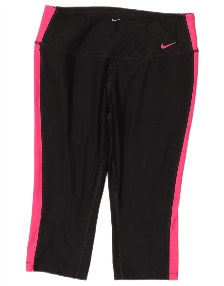 Nike Dame Dri Fit Capri Leggings UK 12 Medium Sort Colourblock