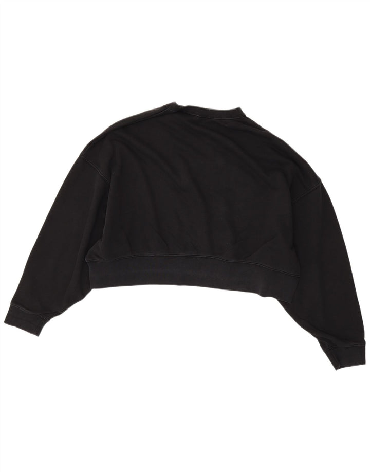 NIKE Womens Crop Oversized Sweatshirt Jumper UK 14 Medium Sort Bomuld