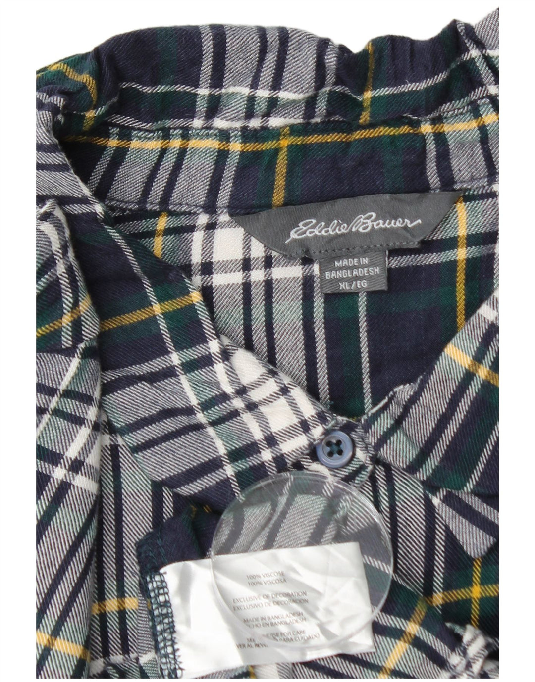 EDDIE BAUER Flannelskjorte til kvinder UK 18 XL Marineblå ternet viskose