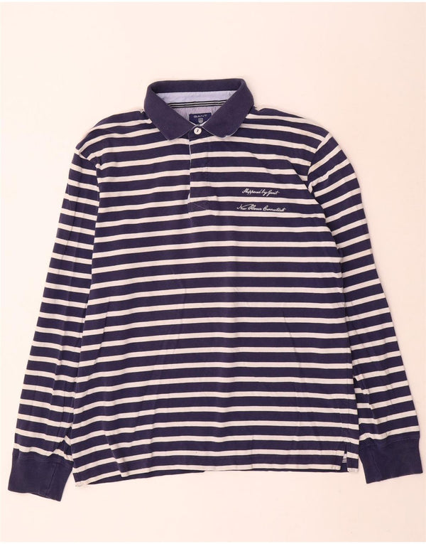 Gant Langærmet Polo Shirt til mænd Stor marineblå stribet bomuld