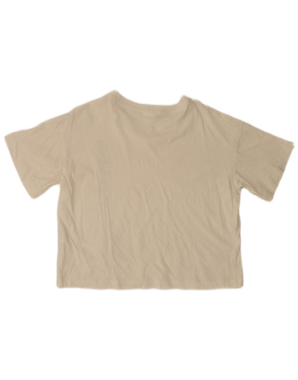 Champion Womens Crop Grafisk T-Shirt Top UK 18 XL Hvid Bomuld