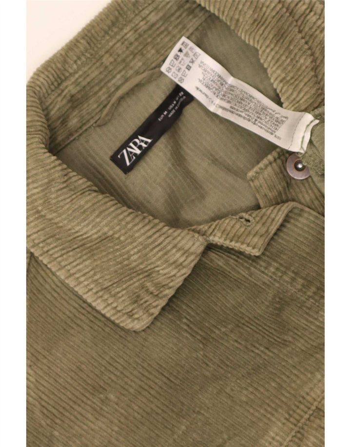 Zara Dame Oversized Corduroy Jacket UK 14 Medium Khaki Bomuld