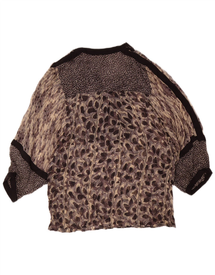 Zara Dame 3/4 ærmet bluse Top UK 12 Medium Flerfarvet dyreprint