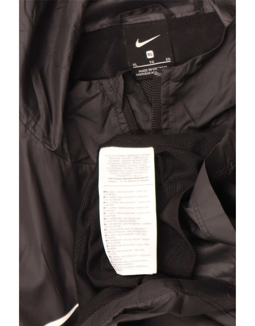 Nike Grafisk regnjakke med hætte til mænd UK 42 XL sort polyester