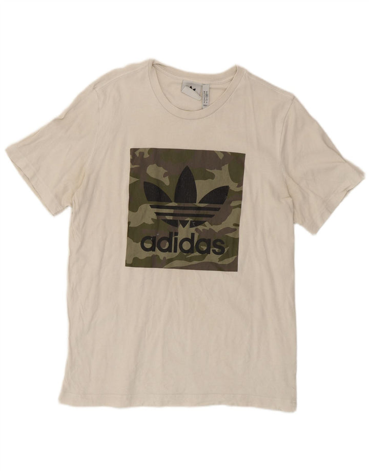 Adidas Herre grafisk T-shirt Top Medium White Camouflage Bomuld