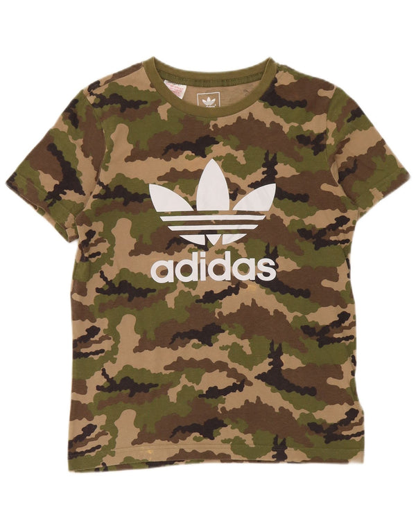 Adidas drenge grafisk t-shirt top 12-13 år Khaki Camouflage Bomuld
