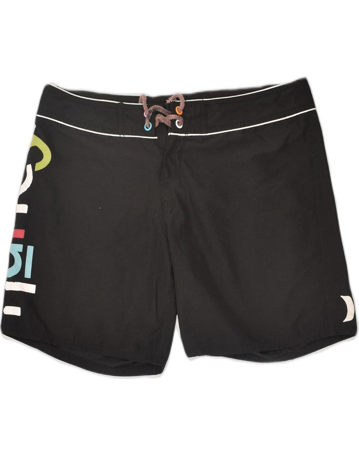 HURLEY Boys Graphic Swimming Shorts 10-11 Years Black Polyester | Vintage Hurley | Thrift | Second-Hand Hurley | Used Clothing | Messina Hembry 
