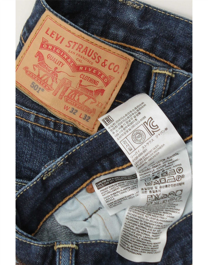 Levi's Herre 501 lige jeans W32 L32 blå bomuld