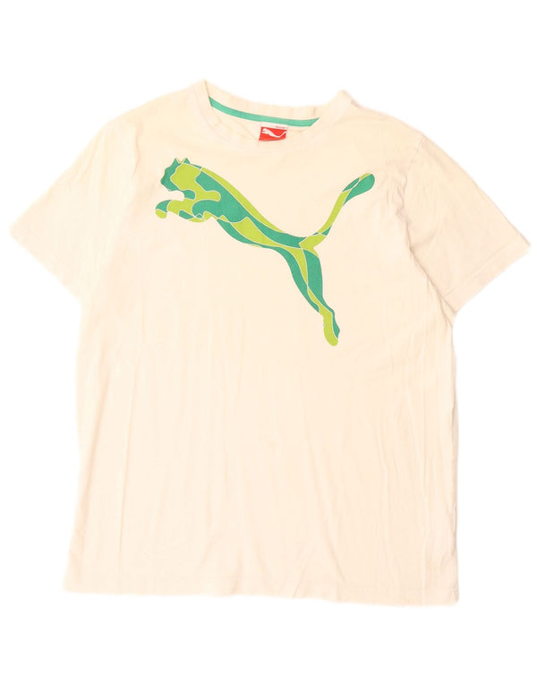 Puma Herre Grafisk T-Shirt Top Stor Hvid Bomuld
