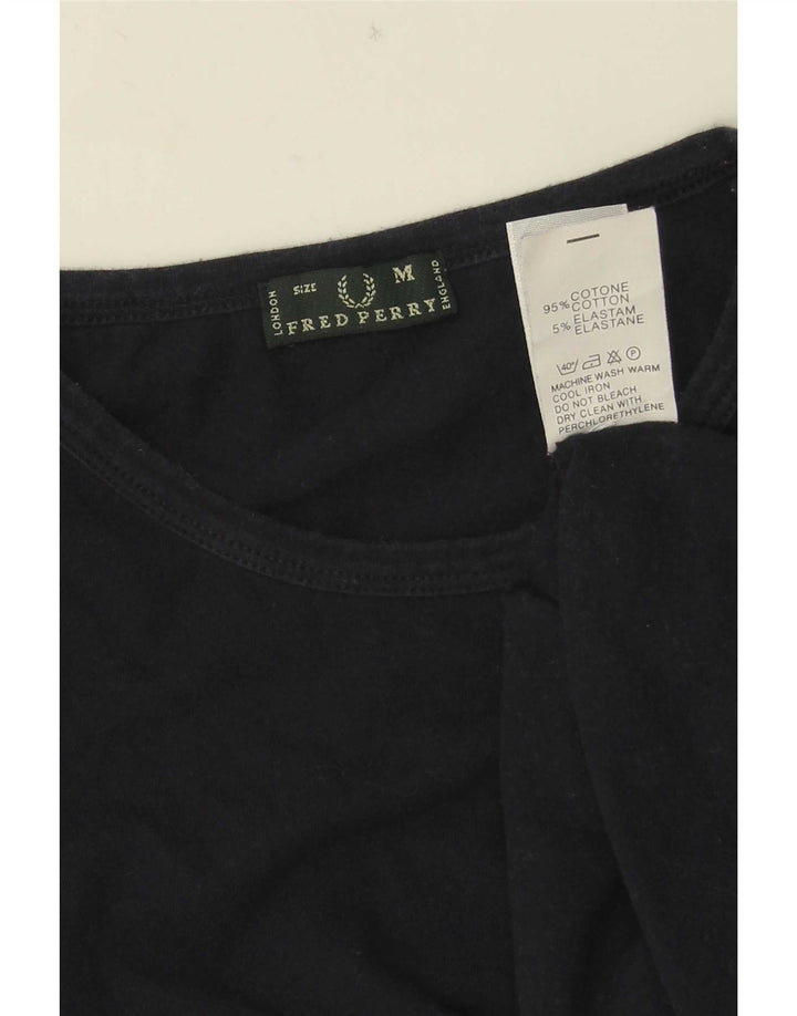Fred Perry Dame Crop Vest Top UK 12 Medium Sort Bomuld