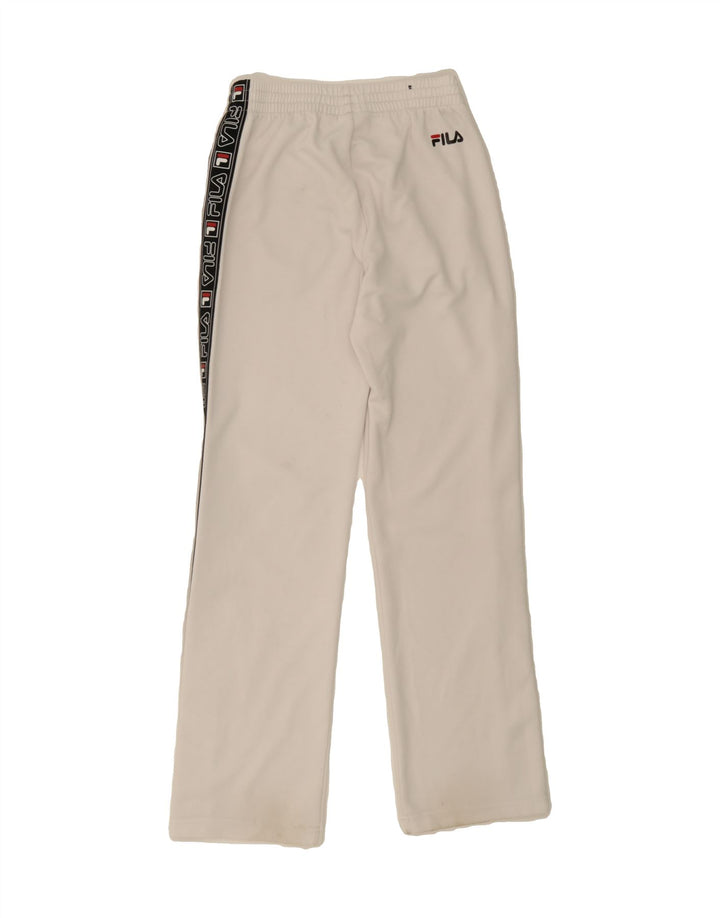 FILA Womens Graphic Tracksuit Trousers UK 10 Small  White Colourblock Vintage Fila and Second-Hand Fila from Messina Hembry 