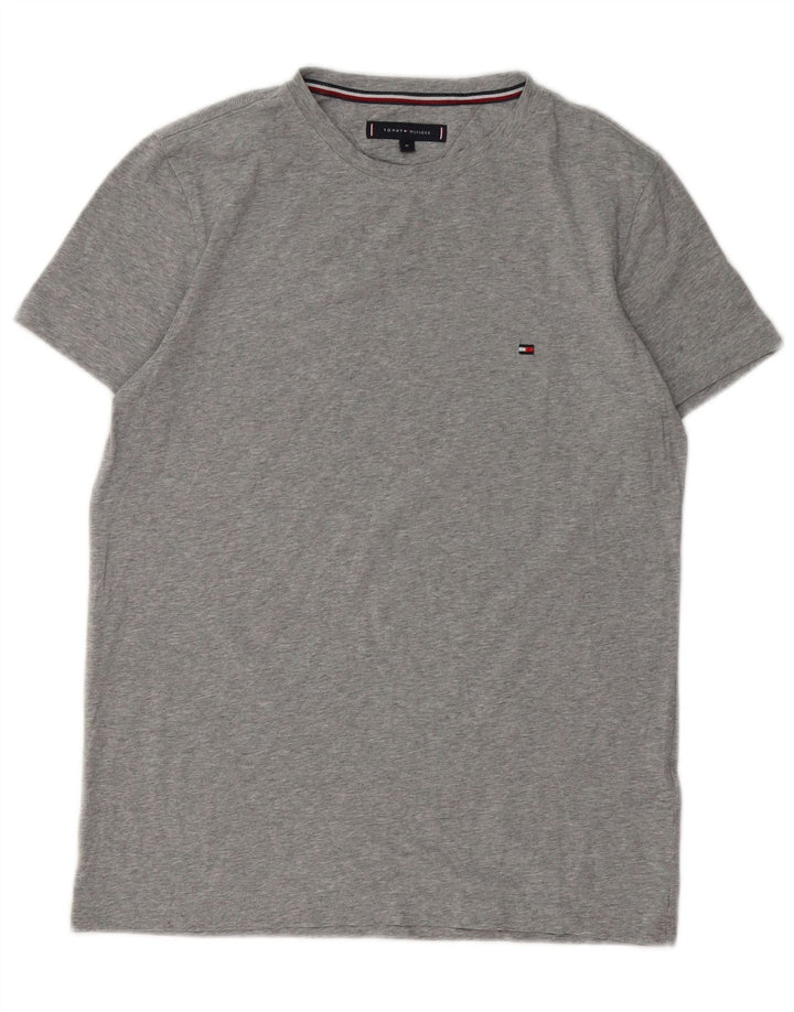 Tommy Hilfiger Herre T-shirt Top Medium Grey Flecked Bomuld