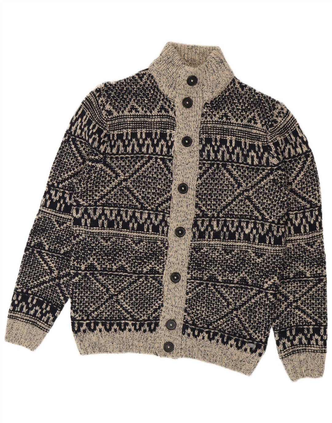 Angelo Litrico Herre cardigan sweater Medium Navy Blue Fair Isle Akryl