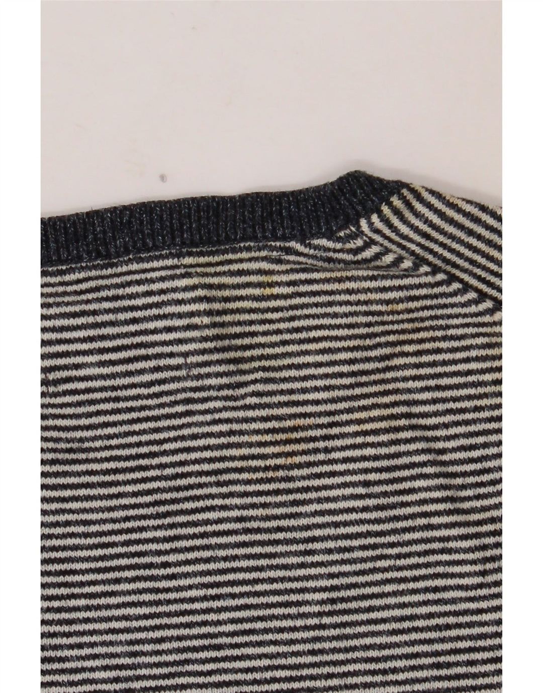MARKS & SPENCER Herre sweater med rund hals, stor marineblå nålestribe