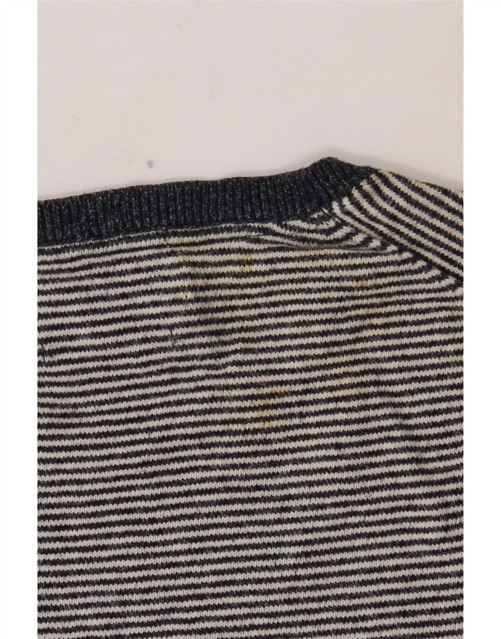 MARKS & SPENCER Herre sweater med rund hals, stor marineblå nålestribe
