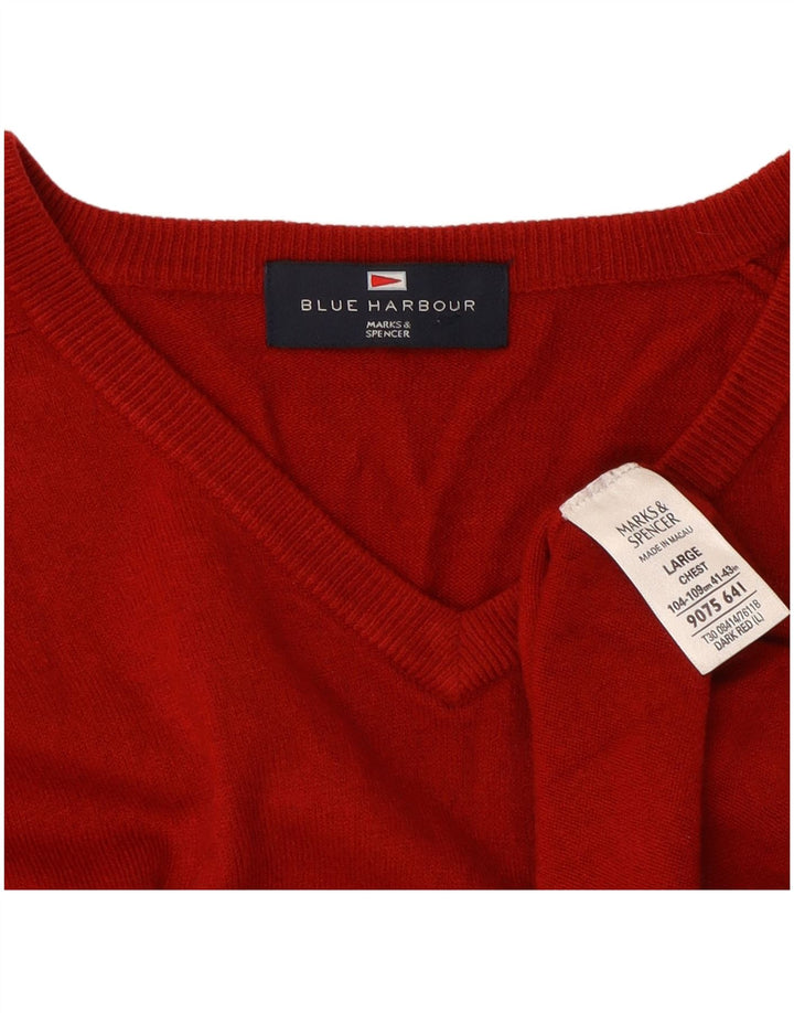 Marks & Spencer Herre Blue Harbor V-hals sweater Stor rød akryl
