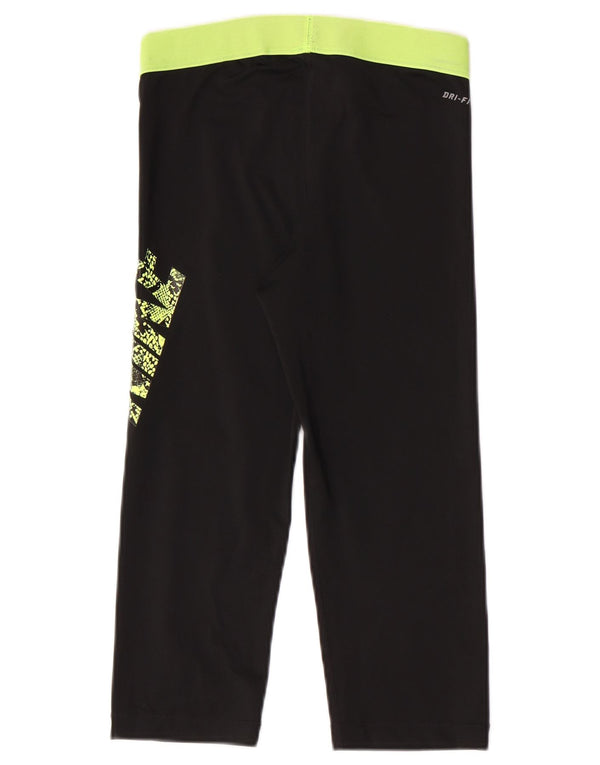 Nike Dame Grafiske Capri Leggings UK 12 Medium Sort Colourblock