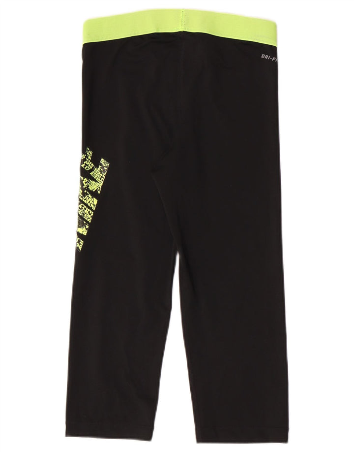 Nike Dame Grafiske Capri Leggings UK 12 Medium Sort Colourblock