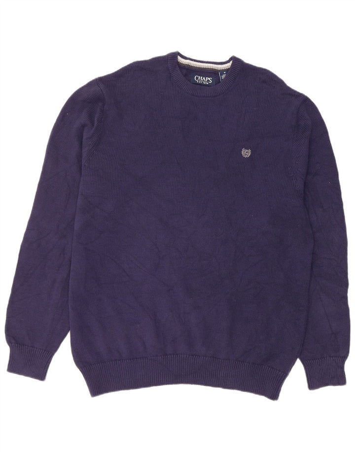 Chaps Herre Crew Neck Jumper Sweater Medium Navy Blue Bomuld