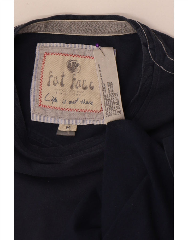 Fat Face Herre grafisk T-shirt Top Medium Marineblå Bomuld