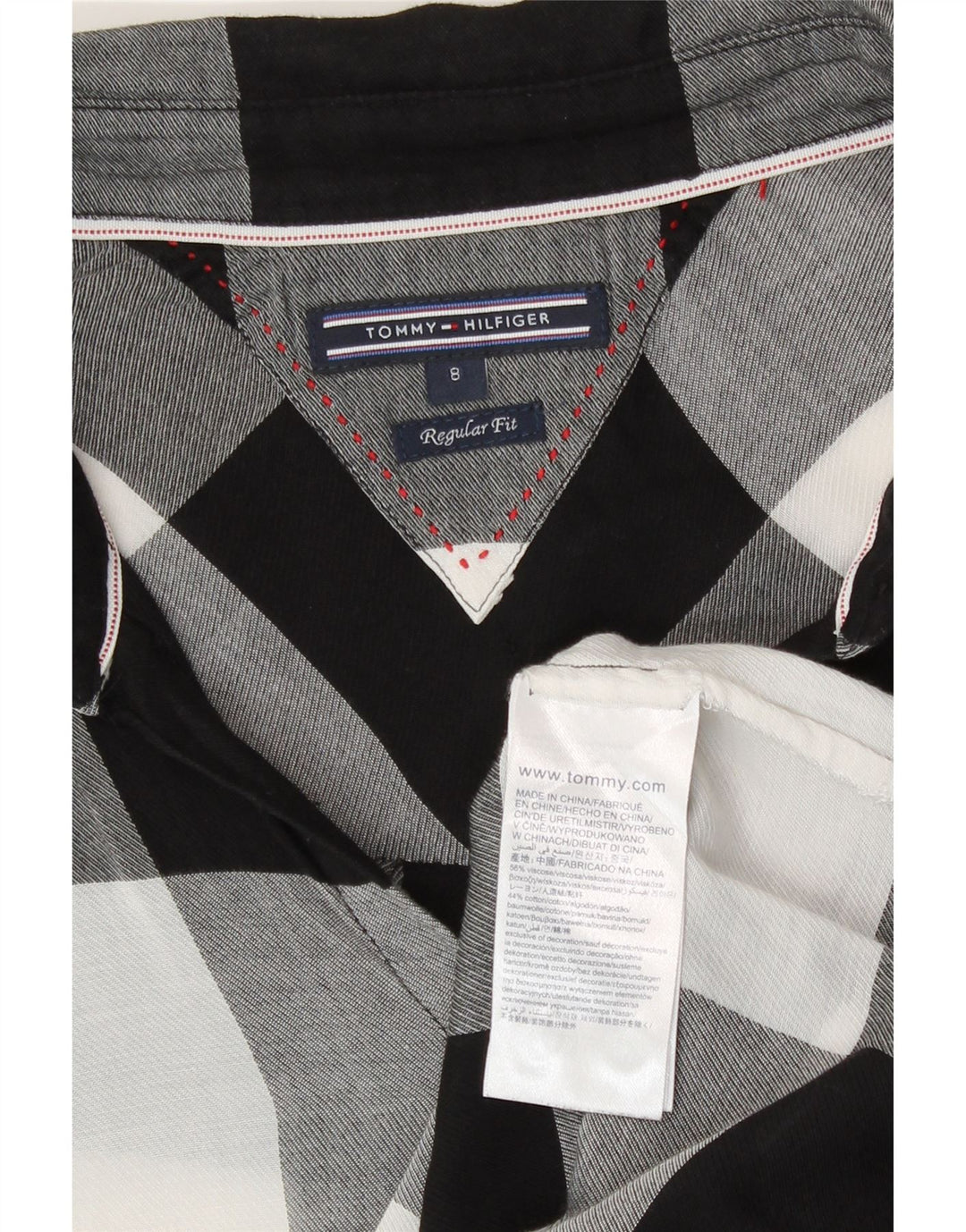 Tommy Hilfiger Womens Regular Fit skjorte US 8 Medium Black Check Viscose