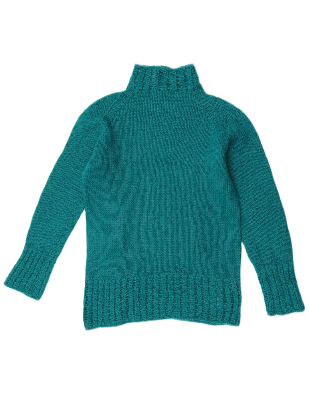 Vintage Dame Turtle Neck Jumper Sweater UK 12 Medium Turkis
