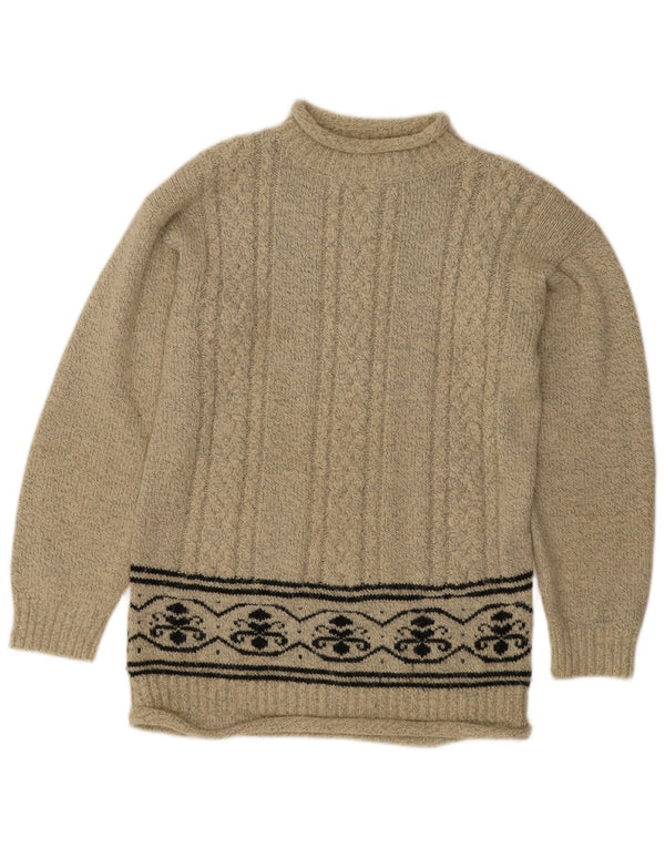 Charlotte Halton Dame Turtle Neck Jumper Sweater UK 12 Medium Beige