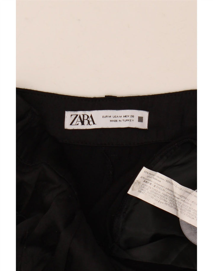 Zara Womens Cropped Trousers Medium W28 L25 Black Viscose