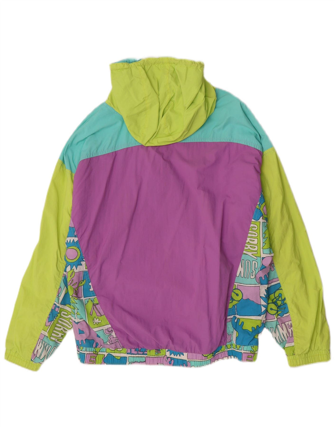 Undskyld Dame Grafisk Anorak Jakke IT 46 Stor Flerfarvet Retro