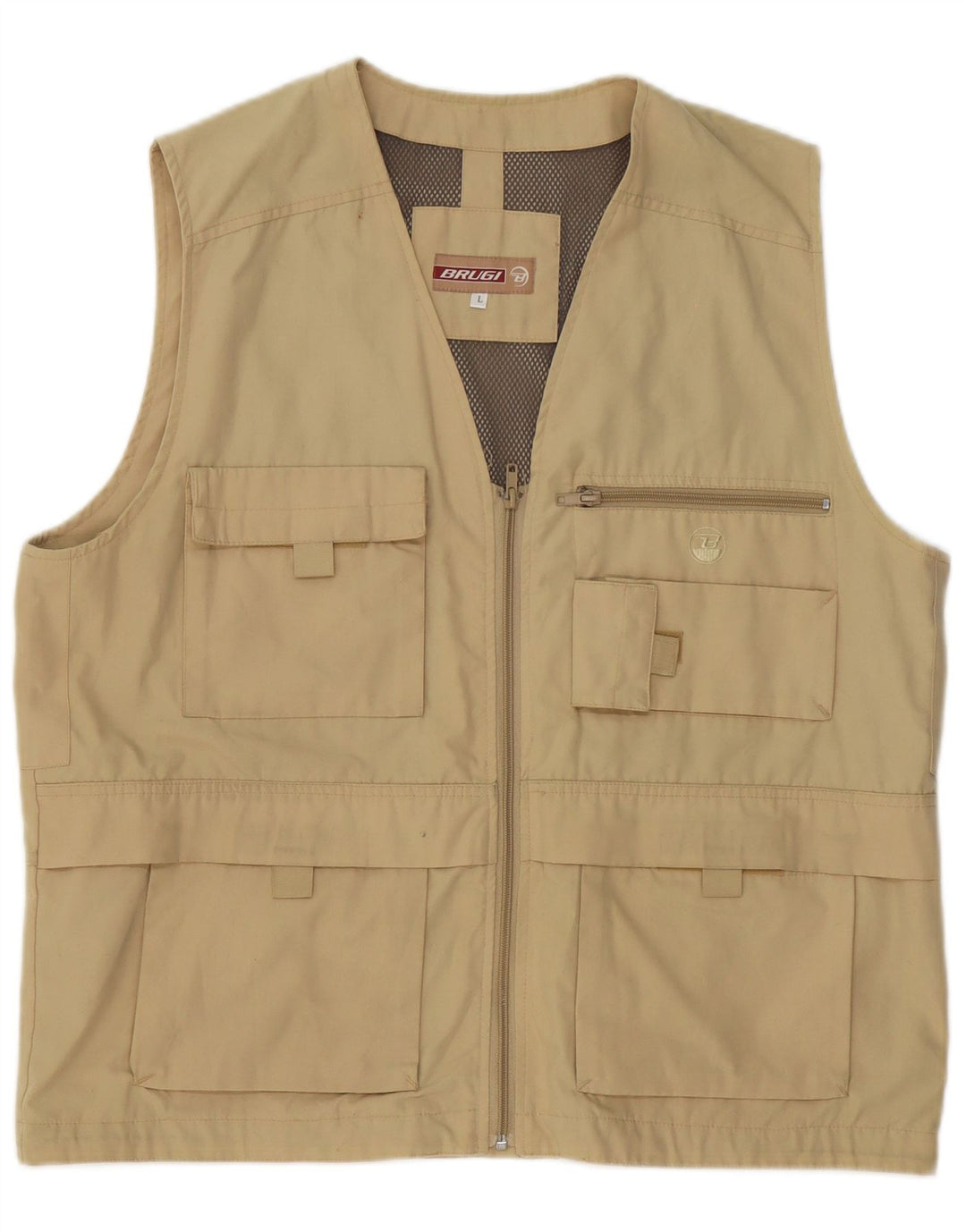 Brugi Herre Utility Gilet UK 40 Large Khaki Polyester
