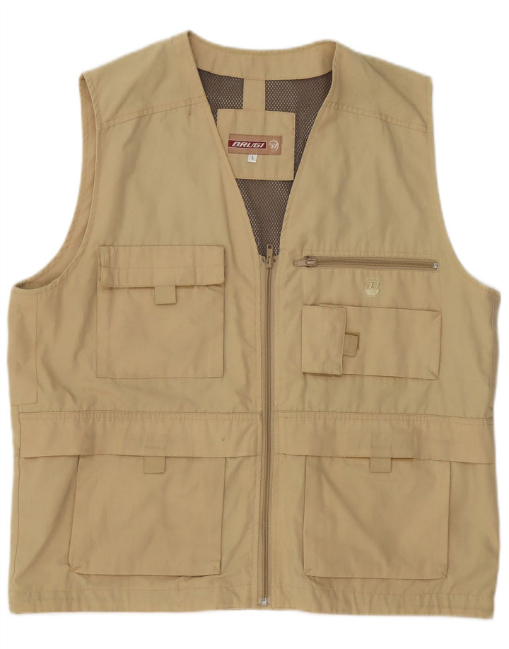 Brugi Herre Utility Gilet UK 40 Large Khaki Polyester