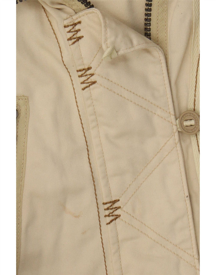 Levi's Grafisk hættejakke til kvinder UK 10 Lille beige bomuld