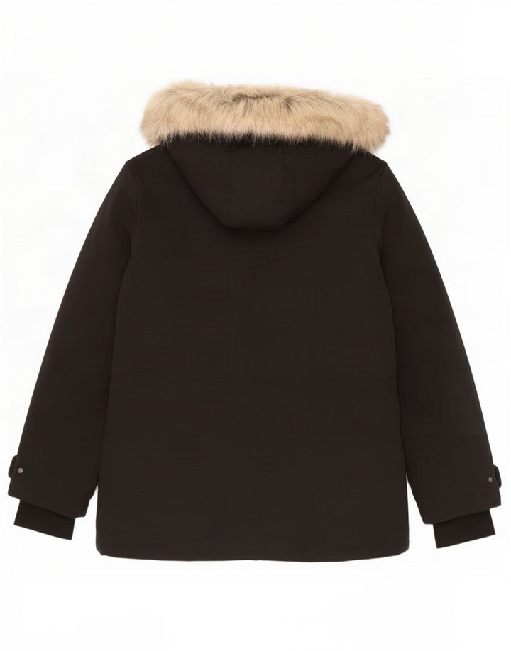 Zara Dame Hætte Polstret Jakke UK 16 Stor Sort Polyester