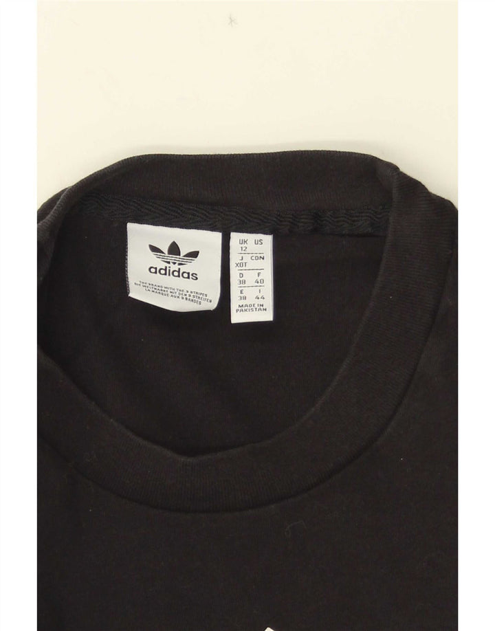 Adidas Dame Grafisk T-Shirt Top UK 12 Medium Sort