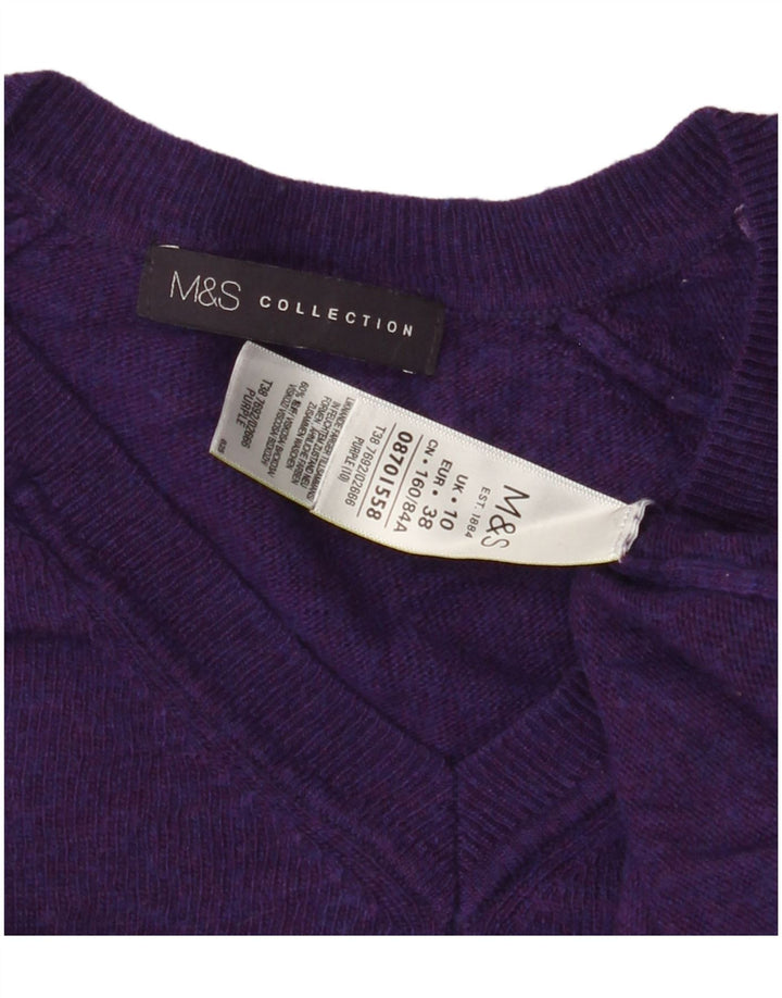 MARKS & SPENCER Dame oversized V-hals sweater UK 10 Lille lilla