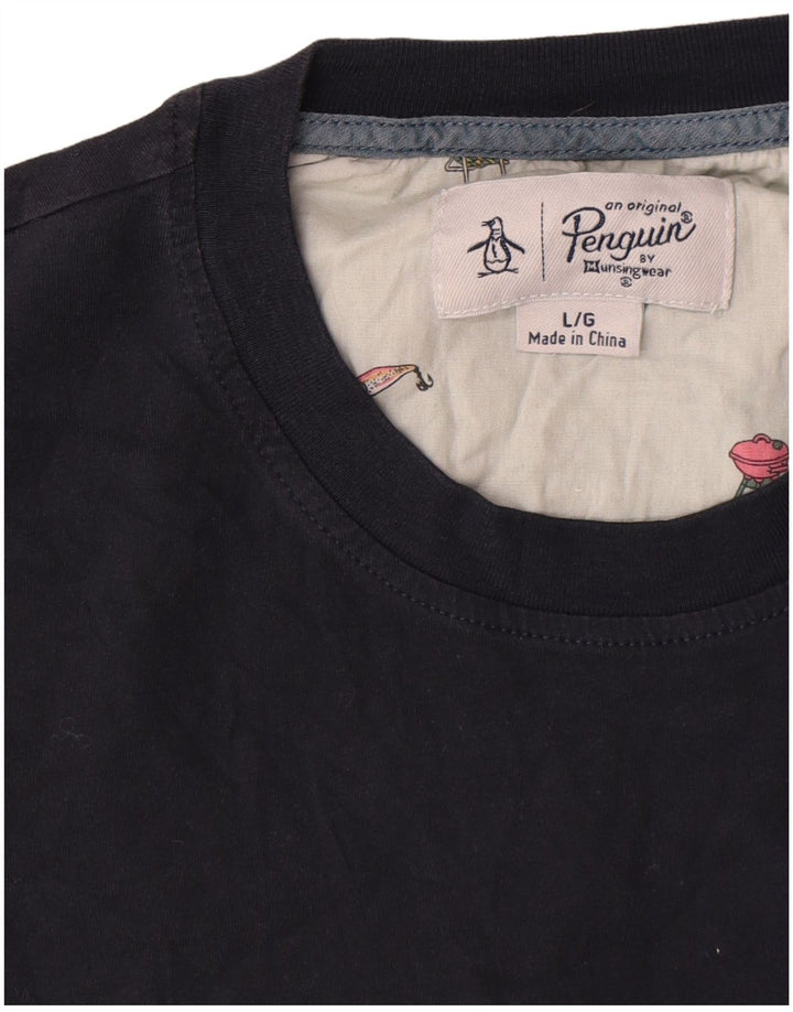 Penguin Herre T-Shirt Top Stor Marineblå Bomuld