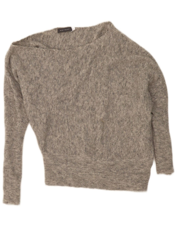 MINT FLØJEL Dame Boat Neck Jumper Sweater UK 14 Medium Grey Flecked