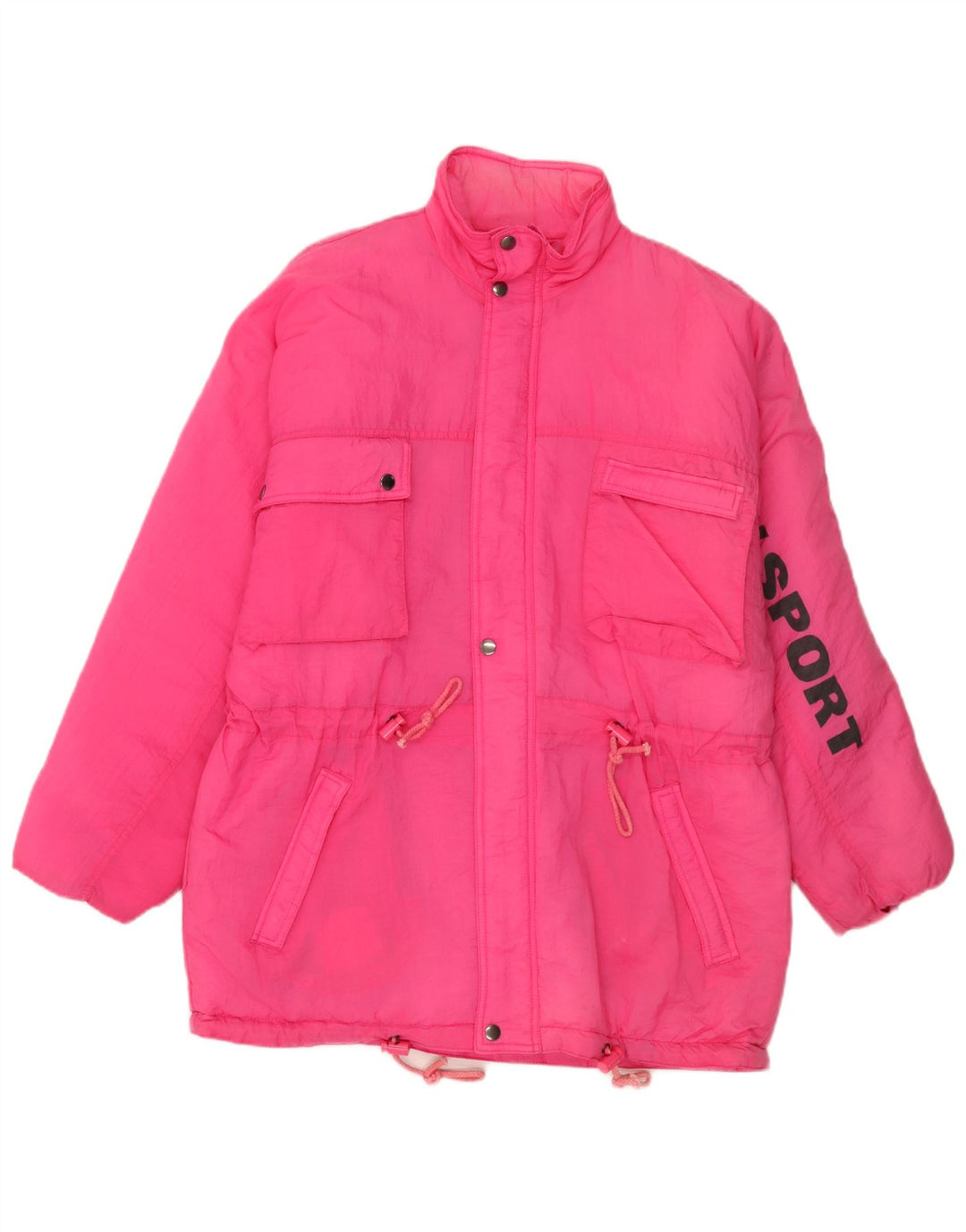 Vintage piger grafisk skijakke 15-16 år Pink polyamid