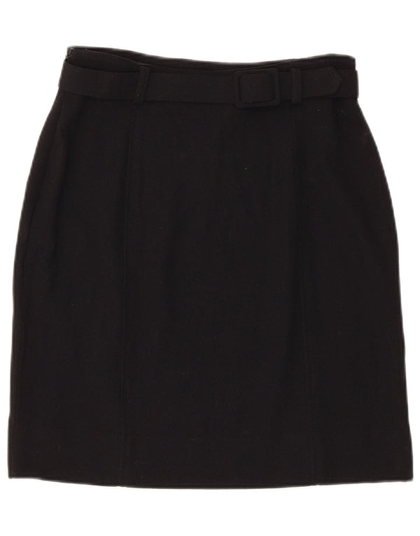 Vintage Womens Straight Skirt IT 42 Medium W26 Black Wool