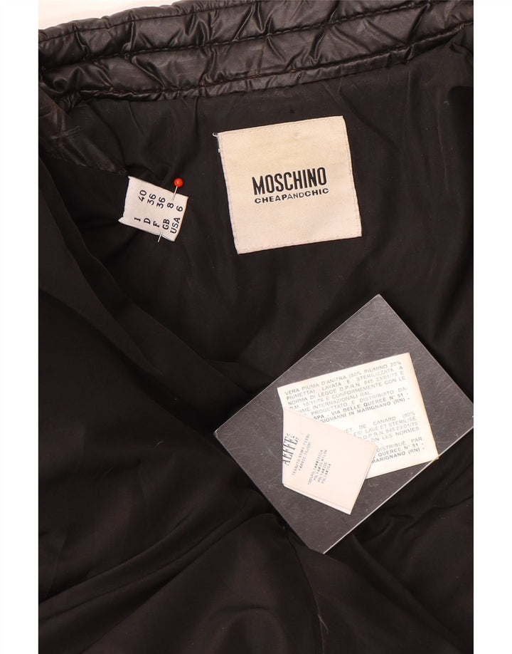 Moschino Dame Dobbeltradet Polstret Frakke UK 8 Lille sort polyamid