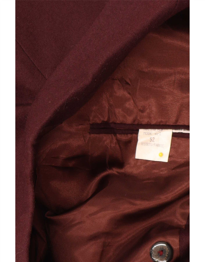 Vintage herre dobbeltradet blazerjakke IT 52 XL Burgundy New Wool