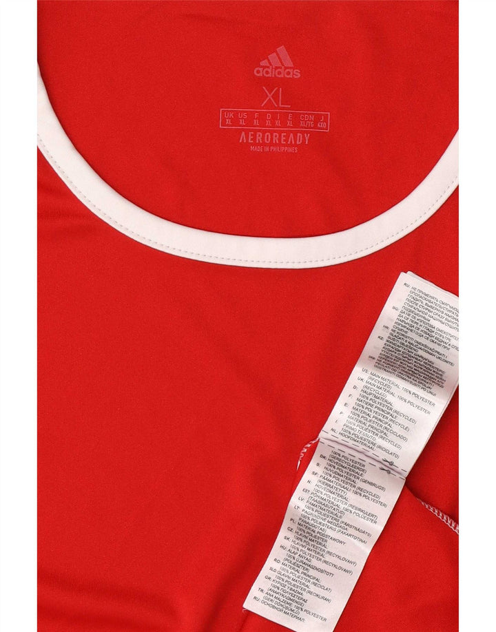 Adidas Herre Aeroready T-Shirt Top XL Rød Colourblock Polyester
